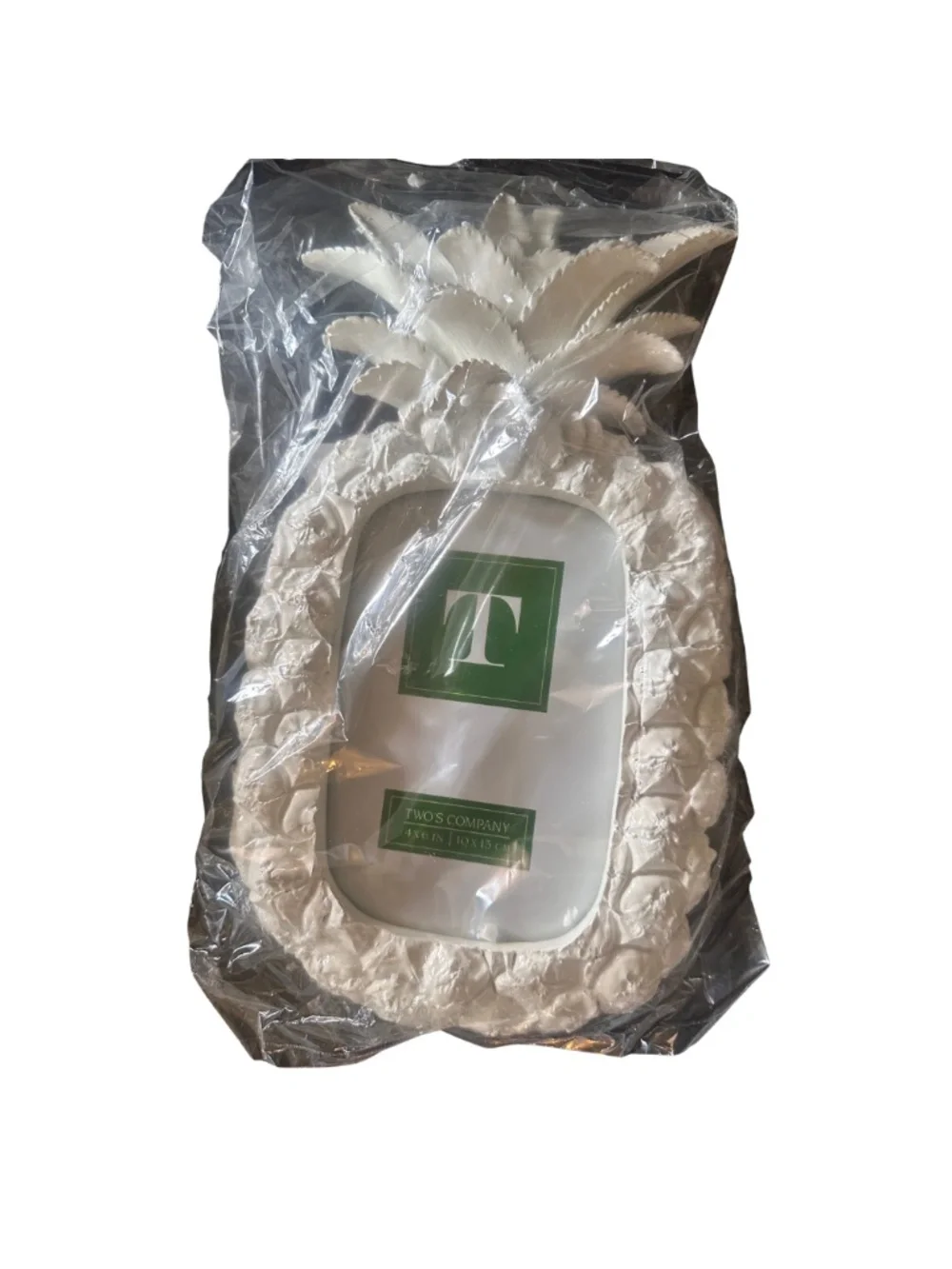 NEW Two's Company White Pineapple Picture Frames - Set of 2